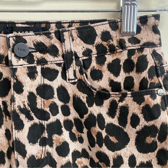 PAIGE Margot Short in Pink Leopard High Rise Animal Print Black Tan Size 25 / 0 - Picture 6 of 9